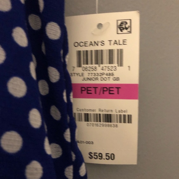 INC International Concepts Blue White Dot Oceans Tale Shirt Size Pet/Pet 0P New - Picture 3 of 8
